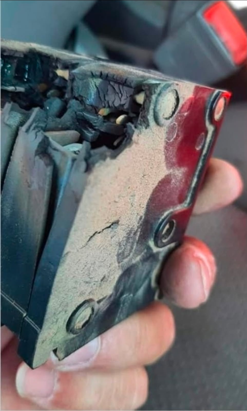 Burnt and melted circuit breaker removed during troubleshooting